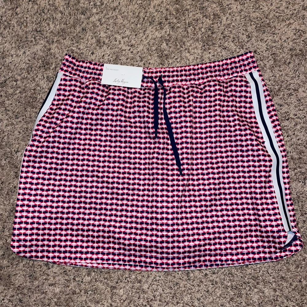 Lilly Pulitzer Pink Patterned Active Skort with Navy & White Trim